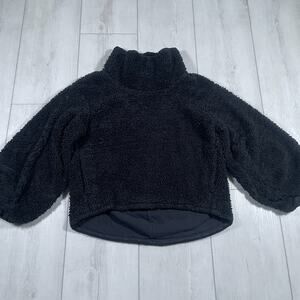 Lululemon Women's M/L Warmth Restore Long Pullover Black Sherpa Fuzzy Winter